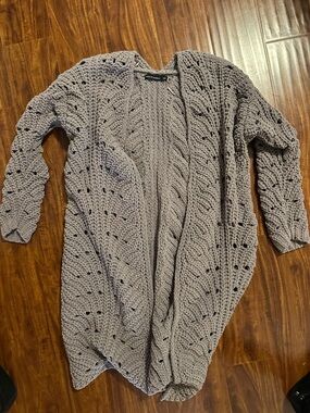 Cozy Open-Front Knit Cardigan - Gray